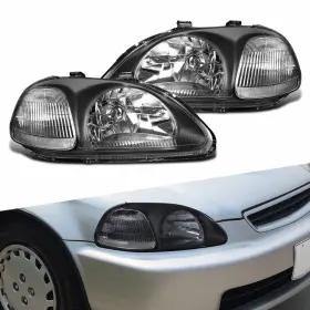 Hdcv96.03 Auxito For 1996 1997 1998 Honda Civic 2/4dr Black Headlights Left Right Pair