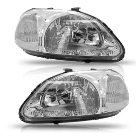 Hdcv96.04 Auxito Headlights Chrome Housing Clear Corner Left Right Pair For 1996-1998 Honda Civic