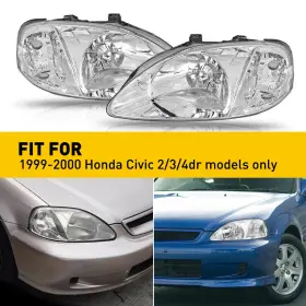 Hdcv99.04 Auxito Headlight Assembly Set For 1999-2000 Honda Civic Left Right Halogen Composite Hdcv99.04 Auxito Headlight Assembly Set For 1999-2000 Honda Civic Left Right Halogen Composite