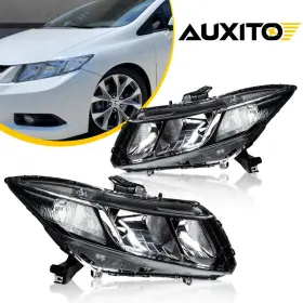 Ho2502144 Auxito 2pcs Headlights Assembly Black Housing For 2012-2015 Honda Civic Left Right Pair