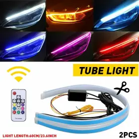 Rxdt-040-wy Auxito 2x Rgb Led Drl Headlight Strip Light Turn Eyebrow Signal Lamp 24 Inch /60cm 2835 Smd