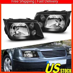 Sdd-hlohvwje99bk Auxito Fits 1999-2005 Volkswagen Jetta Bora Headlights Front Headlamps 99-05 Vw