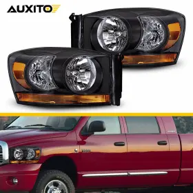 Xpd-ddzc-42842 Auxito Headlight Headlamp For 2006 2007 2008 Dodge Ram 1500 2500 3500 Black Bezel 06-08