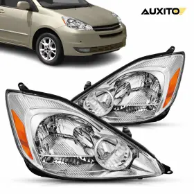 Xpd-ddzc-42870 Auxito Fit For 2004-2005 Toyota Sienna Headlight Headlamp Replacement Left Right Chrome