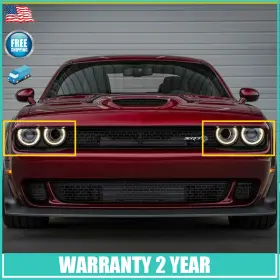 Xpd-zsk-69842 Auxito 2x Headlight Bezel Trim Ring Cover Fits 2016-2021 Dodge Challenger R/t Scat Pack
