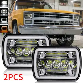 7x6005s Bayautolights88 2pc 7x6 Led Square Headlight Drl Turn Fit For Chevy C10 Custom Deluxe 1980-1986