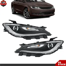 Ber578580 Berliii Chrome Trim Headlight Left Right For 15 16 2017 Chrysler 200 With Led Drl Halogen Ber578580 Berliii Chrome Trim Headlight Left Right For 15 16 2017 Chrysler 200 With Led Drl Halogen