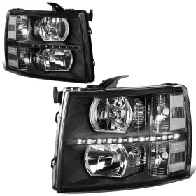 Hl-csil07bkcl145 Bezt For 07-14 Chevy Silverado Pair Led Drl Black Clear Headlight Lamps Assembly Hl-csil07bkcl145 Bezt For 07-14 Chevy Silverado Pair Led Drl Black Clear Headlight Lamps Assembly