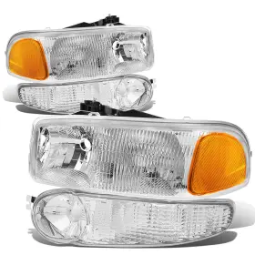 Hl-dan99ch154 Bezt 4pcs Clear Amber Headlight Bumper Turn Signal Lamps For 01-07 Gmc Sierra/yukon Hl-dan99ch154 Bezt 4pcs Clear Amber Headlight Bumper Turn Signal Lamps For 01-07 Gmc Sierra/yukon