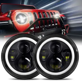 Jg-v40 Braveway Newest Pair 7 Inch Round Led Headlights Angle Eyes For Jeep Wrangler Jk Lj Tj Cj Jg-v40 Braveway Newest Pair 7 Inch Round Led Headlights Angle Eyes For Jeep Wrangler Jk Lj Tj Cj