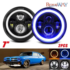 Jgj003tbly Braveway Pair 7 Inch Led Headlights Hilo Beam Blue Drl For Ventura Firebird 1970-1976 Jgj003tbly Braveway Pair 7 Inch Led Headlights Hilo Beam Blue Drl For Ventura Firebird 1970-1976
