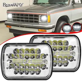 Led-1003yz Braveway 2pcs For 1982-1993 Chevy S10 Blazer Gmc S15 7x6 Inch 5x7 Led Headlights Hi-lo Beam