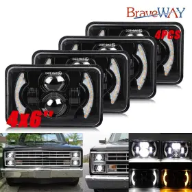 T001yy202394 Braveway Dot 4pcs 4x6 Inch Led Headlights Hi/lo Drl Fit Chevy C10 Pickup Truck 1980-1986 T001yy202394 Braveway Dot 4pcs 4x6 Inch Led Headlights Hi/lo Drl Fit Chevy C10 Pickup Truck 1980-1986