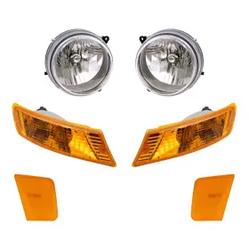 2221-0146c6 Brock 4 Pc Headlights With Park Signal And Side Marker Lights For 2005-2007 Jeep Liberty