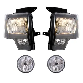 3221-2027sc4 Brock Performance Headlights With Black Bezel And Fog Lights 4pc Set For F-150