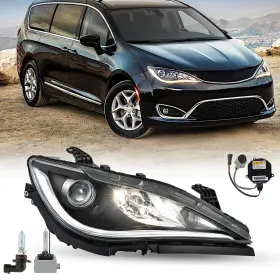 68228949ah Bryght Passenger Side Headlight For 17-20 Chrysler Pacifica Hid With Led Drl Black Trim