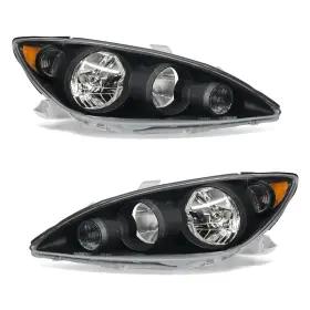 8111006180 Bryght For 2005-2006 Toyota Camry Assembly Headlight Chrome Amber Headlamps 05-06 Pairs