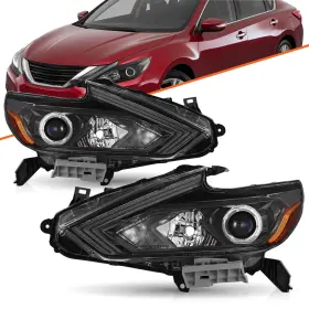 Ni2503249 Bryght For 2016-2018 Nissan Altima Without Led Drl Black Halogen Headlights Replacement Set