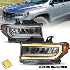 Gm2502507 Bryght88 For 2020-2023 Gmc Acadia Chrome Housing Full Led Factory Headlights Left Right