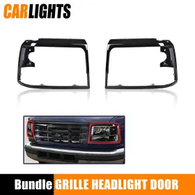 C-02hgl1244abk Carlights 2x Headlight Trim Bezels Black Lh And Rh Fit For Ford Bronco F150 F250 F350 F450