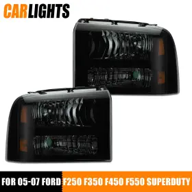 C-02hla1220abm Carlights 2x Brown Housing Corner Headlight Lamps Fit For 05-07 Ford F250 F350 Super Duty