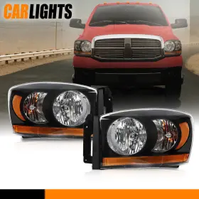 C-02hla3723bbk Carlights Headlights Lamps With Black Bezel Fit For 06 07 08 Dodge Ram 1500 2500 3500 C-02hla3723bbk Carlights Headlights Lamps With Black Bezel Fit For 06 07 08 Dodge Ram 1500 2500 3500
