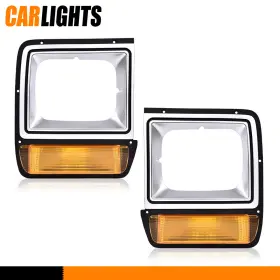 C-02hla3753aor Carlights Headlights Lamps Bezel With Corner Parking Light 2pcs Fit For 86-90 Dodge Pickup Tr