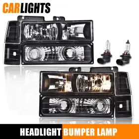 C-02hla4515zbw Carlights Fit For 1994-98 Gmc C10 C/k Sierra Clear Lens Headlights Bumper Corner Lights