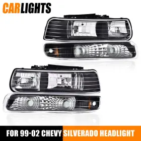 C-02hla4531abk Carlights Fit For 99-02 Chevy Silverado Chrome Corner Headlights Signal Bumper Lamps New C-02hla4531abk Carlights Fit For 99-02 Chevy Silverado Chrome Corner Headlights Signal Bumper Lamps New