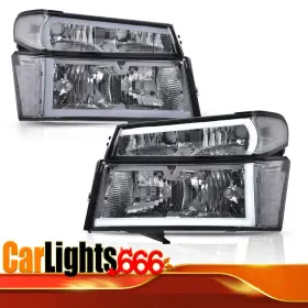 C-02hla4543btw Carlights Led Drl Tube Headlights Lamps Fit For 2004-2012 Chevy Colorado Gmc Canyon Lh&rh