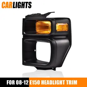 C-02hld1201lor Carlights Headlight Trim Bezel With Turn Signal Light Lamp Left Lh Fit For 08-12 Ford E150