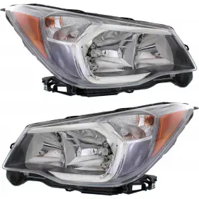 Plx-m1-319-1124l-ac7 Carlights360 For Subaru Forester Headlight 2014 2015 2016 Pair 2.0l Halogen Gray Bezel Capa