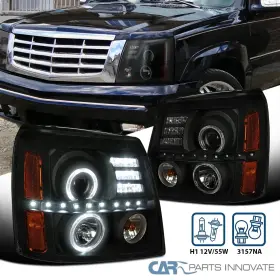 15181850 Carpartsinnovate Fit 02-06 Cadillac Escalade Black Smoke Led Strip Dual Halo Projector Headlights 15181850 Carpartsinnovate Fit 02-06 Cadillac Escalade Black Smoke Led Strip Dual Halo Projector Headlights