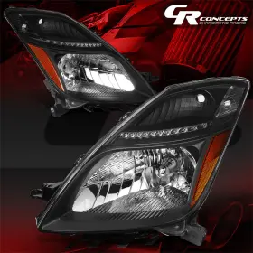Crc-hlhdtpri06bkam Charismatic Racing Concepts Pair Black Amber Oe Style Hid Xenon Headlight Lamps For 2006-2009 Toyota Prius