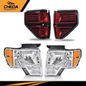 Gp-02hla1239zwtbk Cheda Pickup Chrome Headlights Tail Lights Brake Lamps Fit For Ford F-150 2009-2014 Gp-02hla1239zwtbk Cheda Pickup Chrome Headlights Tail Lights Brake Lamps Fit For Ford F-150 2009-2014
