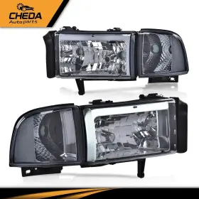 Gpl43021 Cheda Fit For 94-02 Dodge Ram 1500-3500 Clear Corner Led Drl Headlights Chrome/smoked Gpl43021 Cheda Fit For 94-02 Dodge Ram 1500-3500 Clear Corner Led Drl Headlights Chrome/smoked