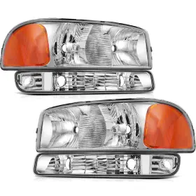 11219523 Choiceshare For 99-06 Gmc Sierra Yukon Xl Headlights Assembly Chrome Housing Headlamps Pair 11219523 Choiceshare For 99-06 Gmc Sierra Yukon Xl Headlights Assembly Chrome Housing Headlamps Pair