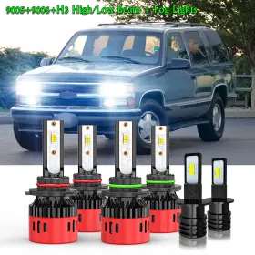 9006 Chusyyary 9005 H3 Fit Chevy C1500 C2500 C3500 1990-1998 Led Headlights High&low Fog Light Bulbs