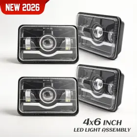 Chusyyray 21-1130 4x6 Inch Led Headlights High-low Beam Fit Chevy C10 Pickup 1981-87 Ford Mustang