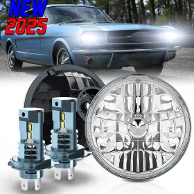 2-m5plus Chusyyray 22-0607 7 Inch Round Led Headlight Sealed Hi-lo Beam Drl For Ford Mustang 1965-1978 2-m5plus Chusyyray 22-0607 7 Inch Round Led Headlight Sealed Hi-lo Beam Drl For Ford Mustang 1965-1978