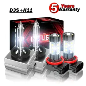 Chusyyray 415554382906 Combo Hid/led Headlight Fog Light Bulbs For Ford Flex 2009-2017 2018 2010 White
