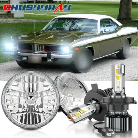 Chusyyray 616245402082 Fits Plymouth Cuda 1964-1974 - Pair 7 Inch Round Led Headlights Hi/lo Beam
