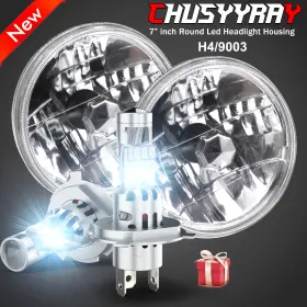 Chusyyray 663862225433 Pair 7 Inch Round Led Hi/lo Beam Headlights Chrome For Ford F100 F150 F250 Truck