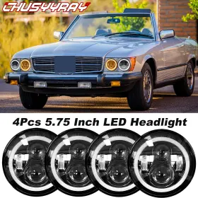 Chusyyray 678360769693 For Mercedes-benz 380sl 450sl 560sl 4pcs 5.75 Inch Round Led Headlights Hi-lo Beam