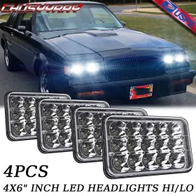 Chusyyray 696469139599 4pcs 4x6 Inch Led Headlights Hi/lo Fit For 1982-1987 Buick Regal Chevrolet Camaro Chusyyray 696469139599 4pcs 4x6 Inch Led Headlights Hi/lo Fit For 1982-1987 Buick Regal Chevrolet Camaro