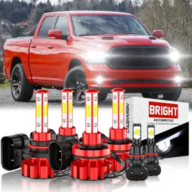 9145 Chusyyray 9005 H11 For Dodge Ram 1500 2500 3500 2009-2018 Led Headlight Bulbs Fog Light Kit