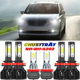 Chu-h11 Chusyyray H11 5202/h16 6x For Dodge Grand Caravan 2013-2018 White Led Headlight High Low Fog Light Bulb
