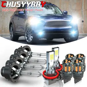 7440 Chusyyray D2s H11 For Infiniti Fx35 2009-12 Hid High Low Beam And Led Fog Light Bulbs Conversion