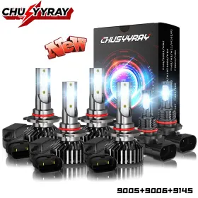F2plus9005 Chusyyray For Chevy Silverado 1500 2500 Hd 2003-2005 2006 Led Headlights Fog Light Bulbs