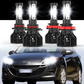 K9plus-9005 Chusyyray H11 For 2010 2011 2012 2013 Mazda 3 - 4x 6000k Led Headlight Bulbs High Low Beam Kit